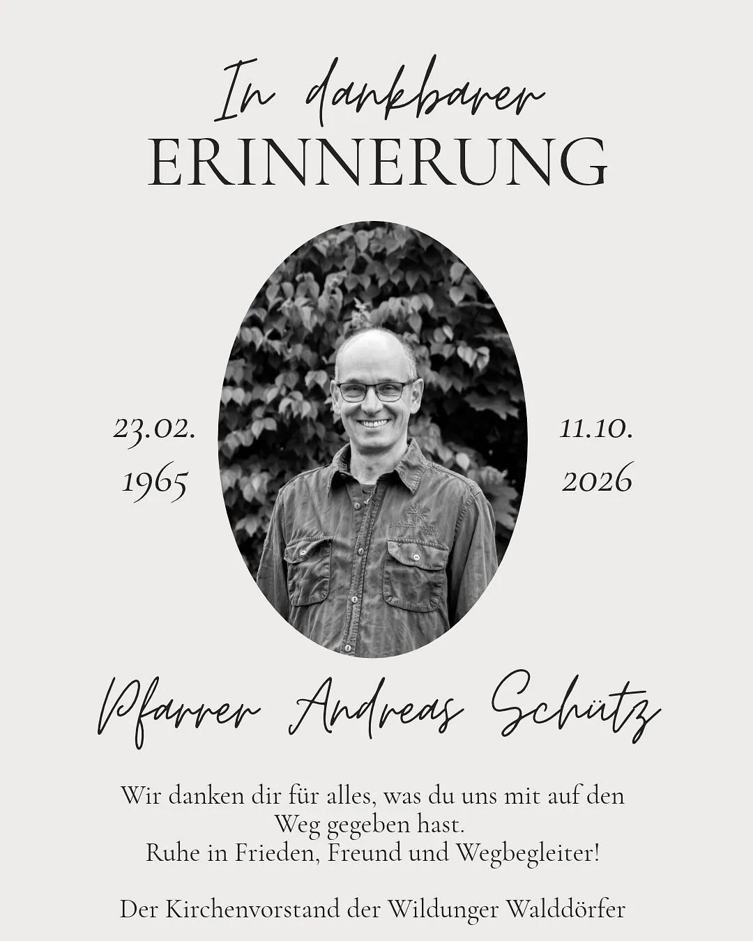 Nachruf für Pfarrer Andreas Schütz